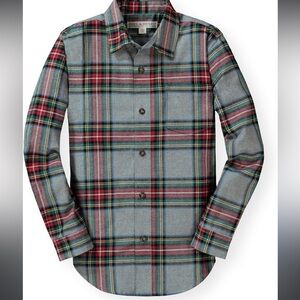 Hope & Henry Boys' Long Sleeve Brushed Cotton Flannel Button Down Shirt Size XXS